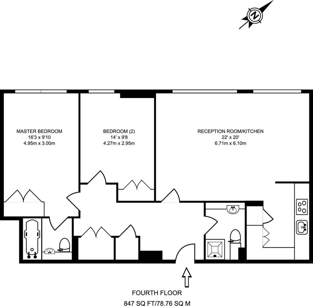 2 bedroom flat to rent - floorplan