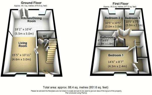 3 bedroom semi-detached house for sale - floorplan