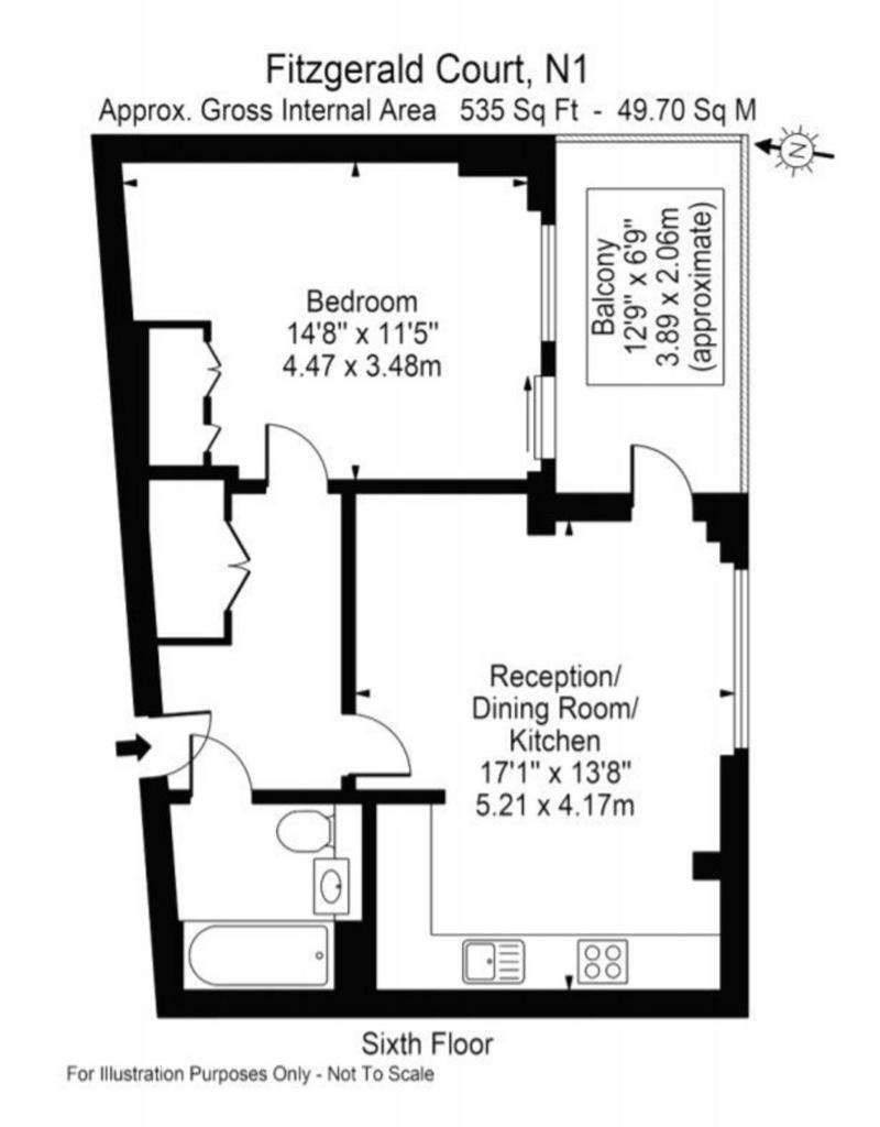 1 bedroom flat to rent - floorplan