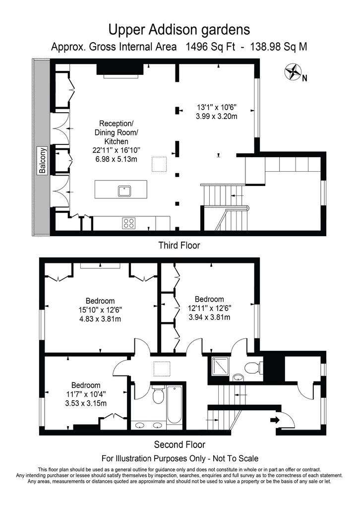 3 bedroom flat to rent - floorplan