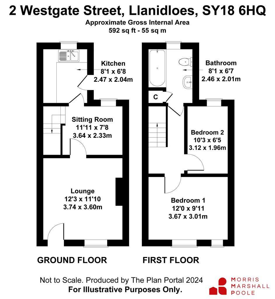 2 bedroom terraced house for sale - floorplan