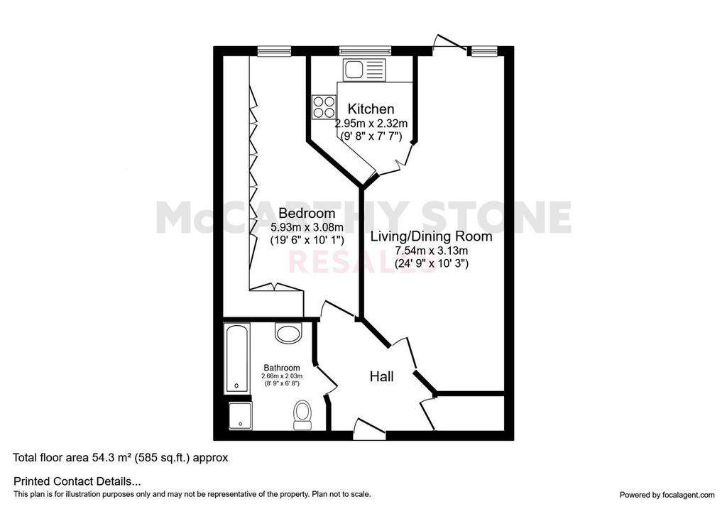 1 bedroom flat for sale - floorplan