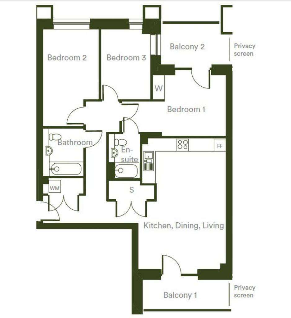 3 bedroom flat for sale - floorplan