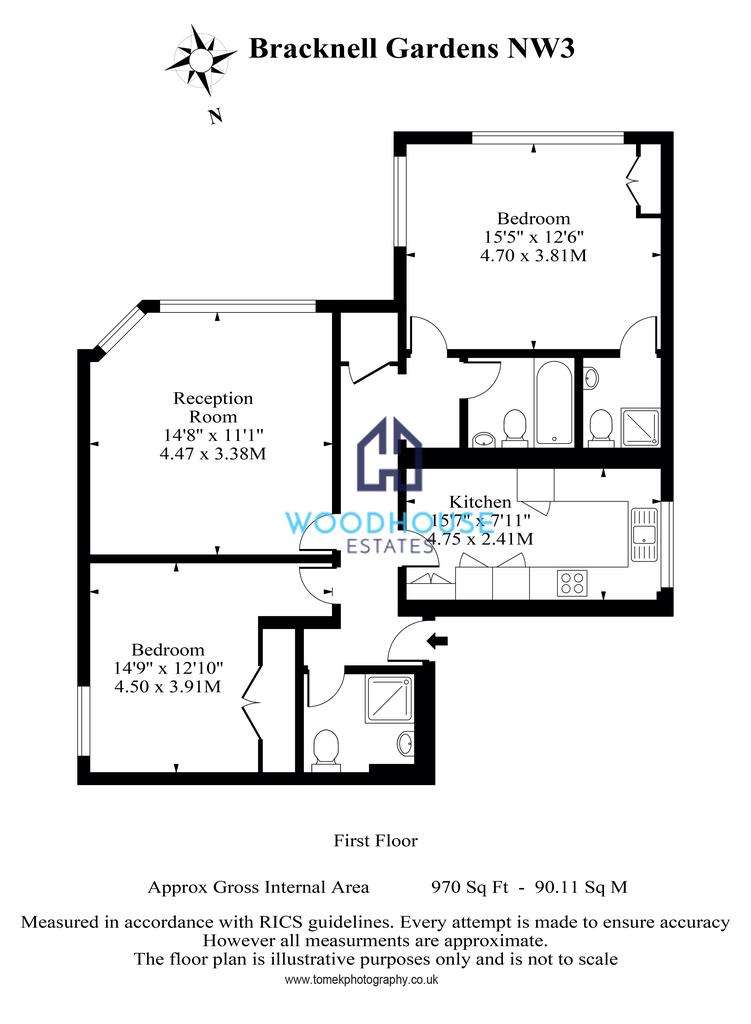 2 bedroom flat to rent - floorplan