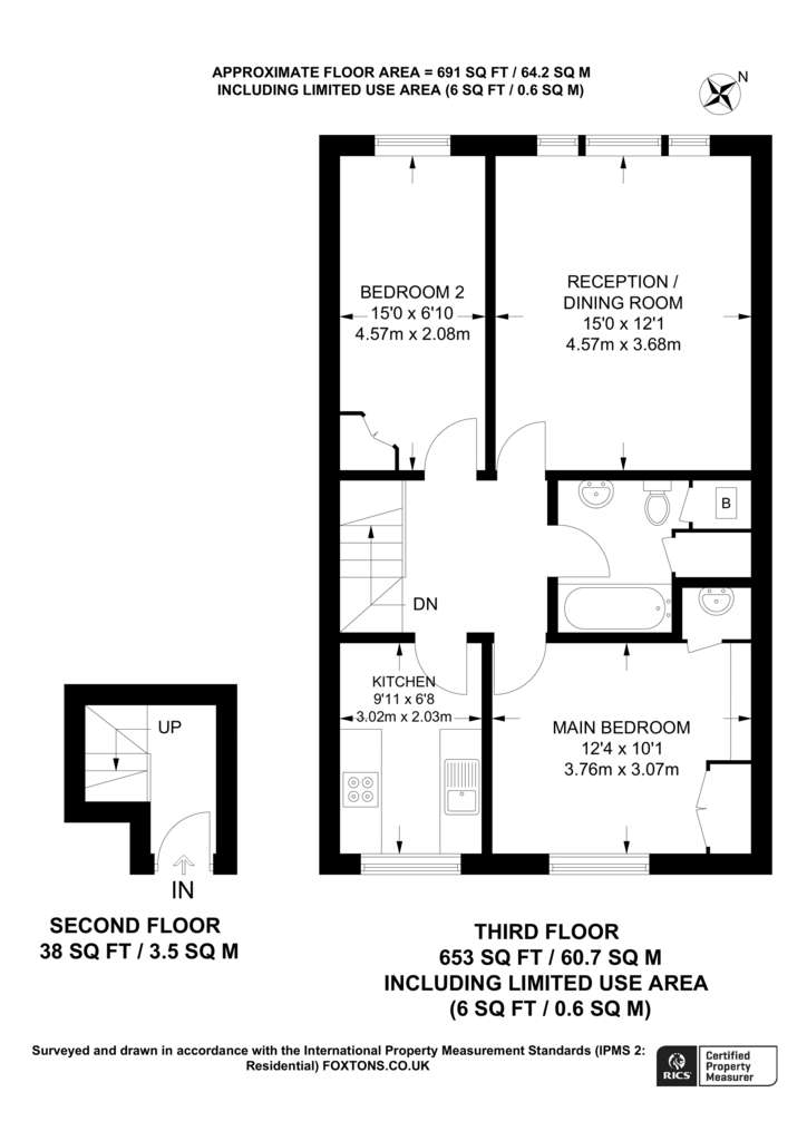 3 bedroom flat to rent - floorplan