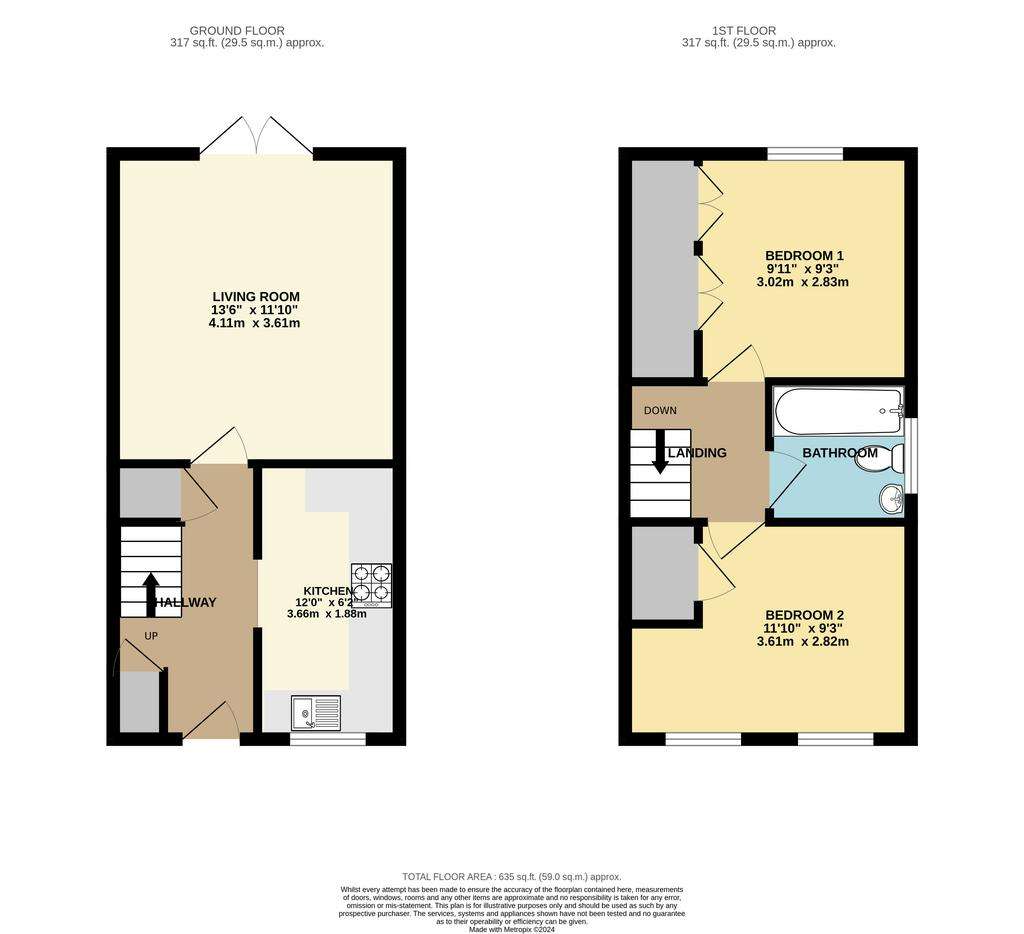 2 bedroom end of terrace house for sale - floorplan