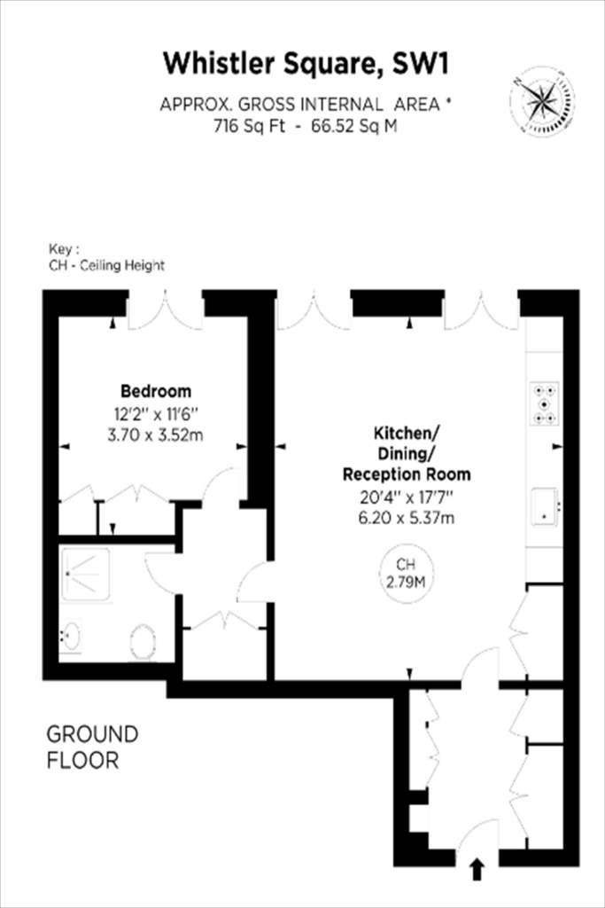 1 bedroom ground floor flat to rent - floorplan