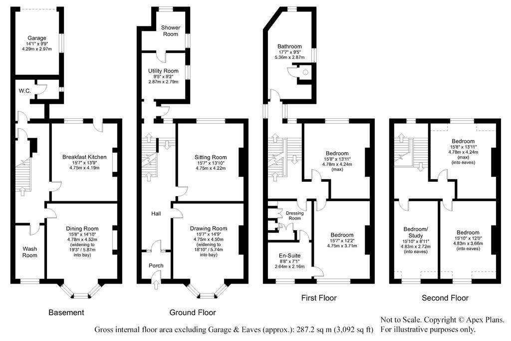 5 bedroom terraced house for sale - floorplan