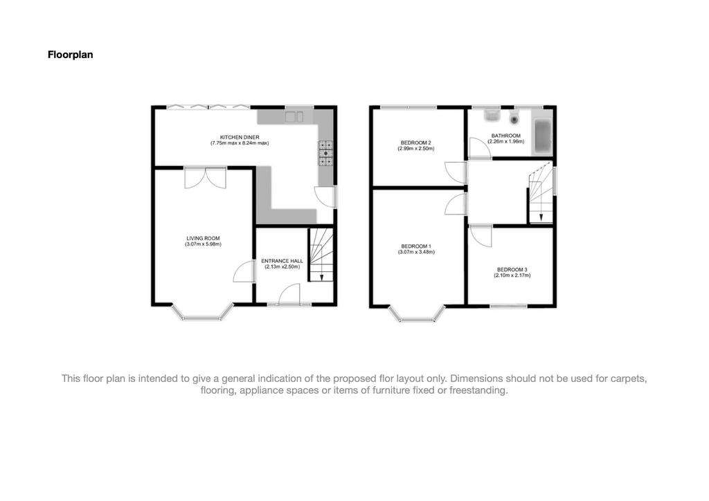 3 bedroom semi-detached house for sale - floorplan