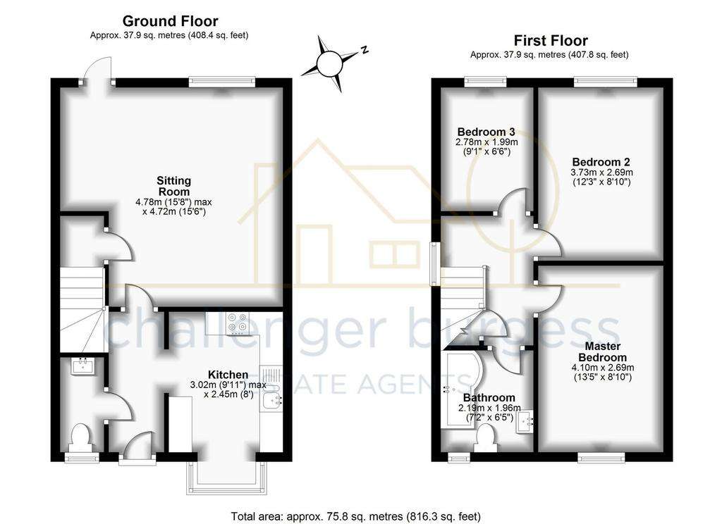 3 bedroom end of terrace house for sale - floorplan