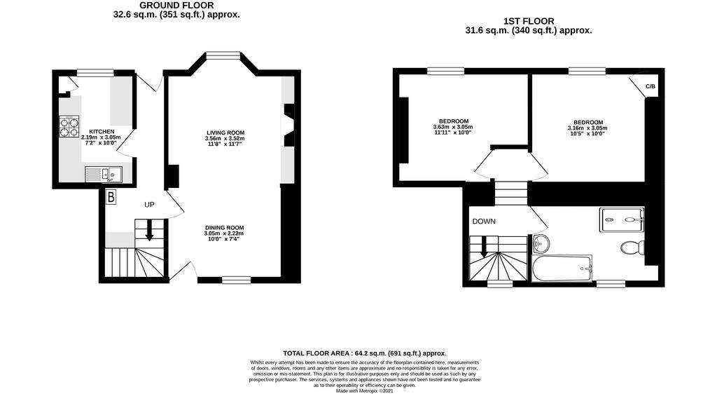 2 bedroom cottage for sale - floorplan