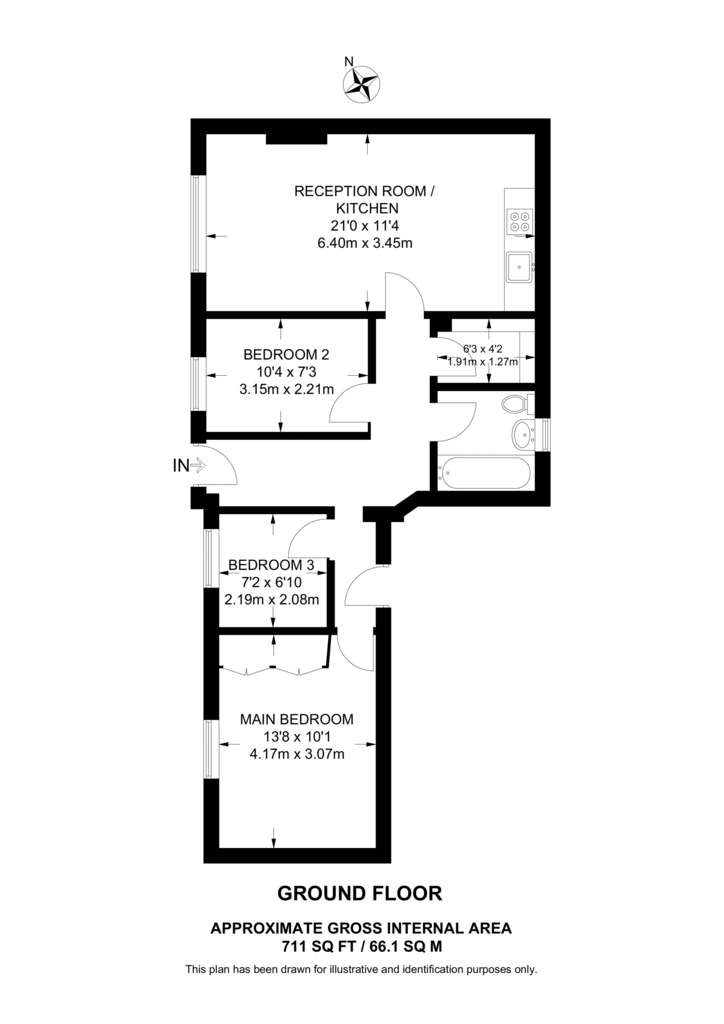 2 bedroom flat to rent - floorplan