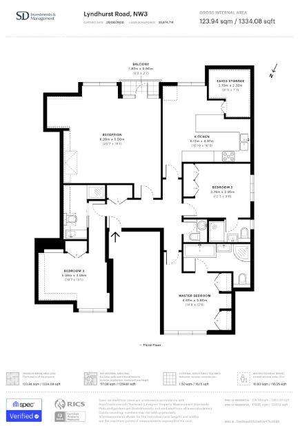 3 bedroom flat to rent - floorplan