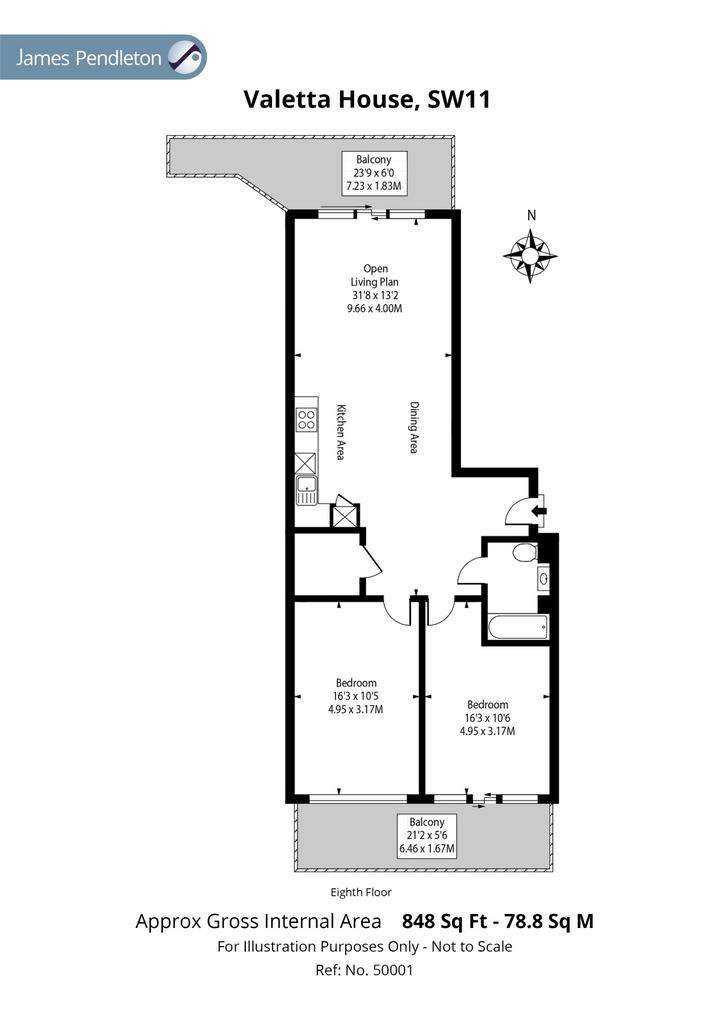 2 bedroom flat for sale - floorplan