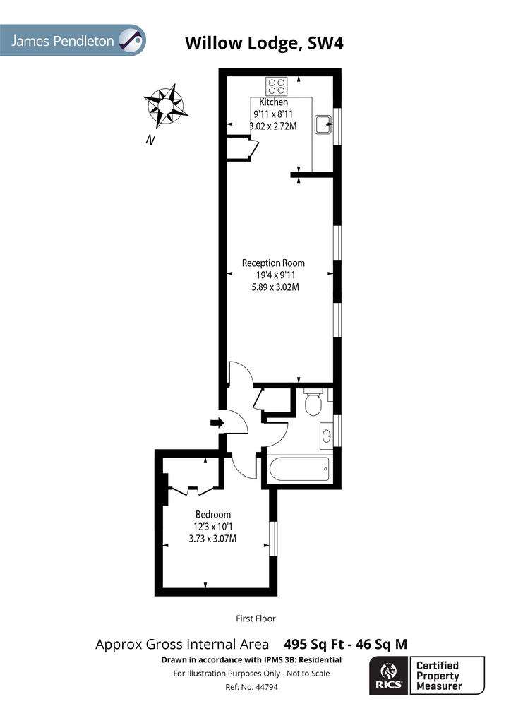 1 bedroom flat for sale - floorplan