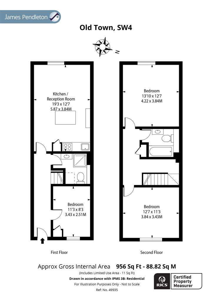 3 bedroom flat for sale - floorplan