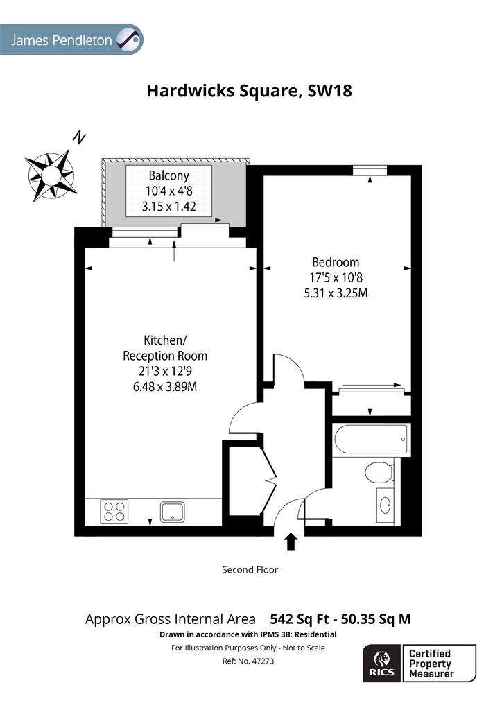 1 bedroom flat for sale - floorplan