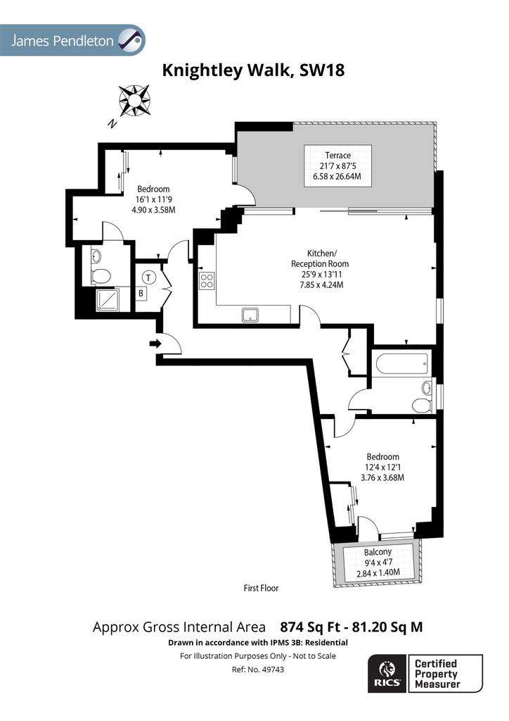 2 bedroom flat for sale - floorplan