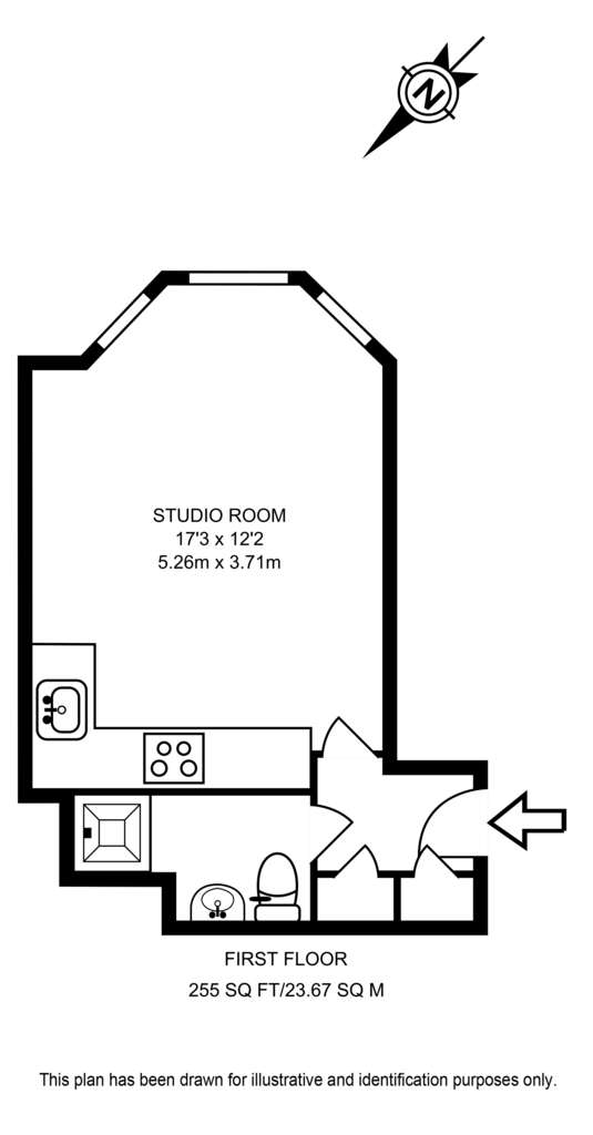 Studio flat to rent - floorplan