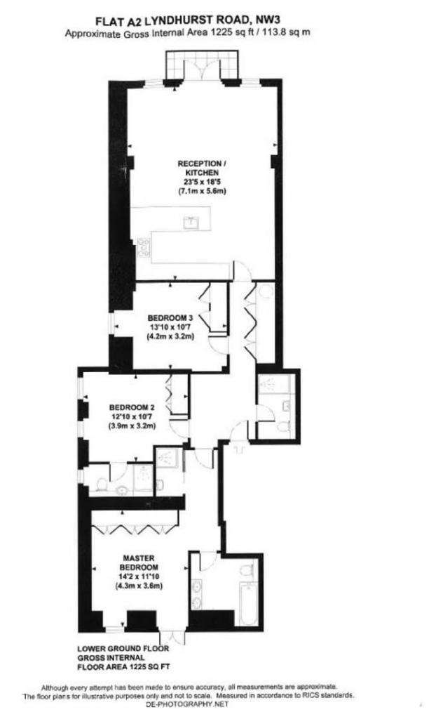 3 bedroom flat to rent - floorplan