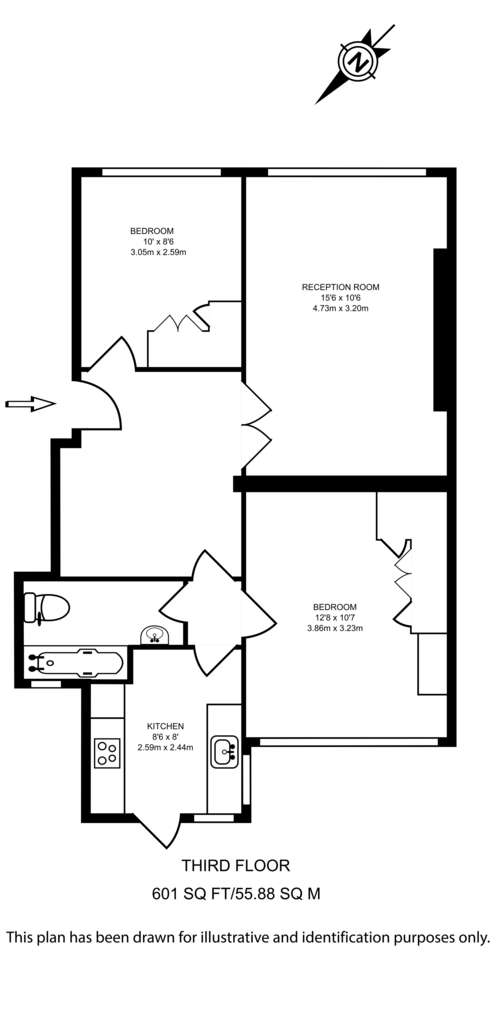 2 bedroom flat to rent - floorplan