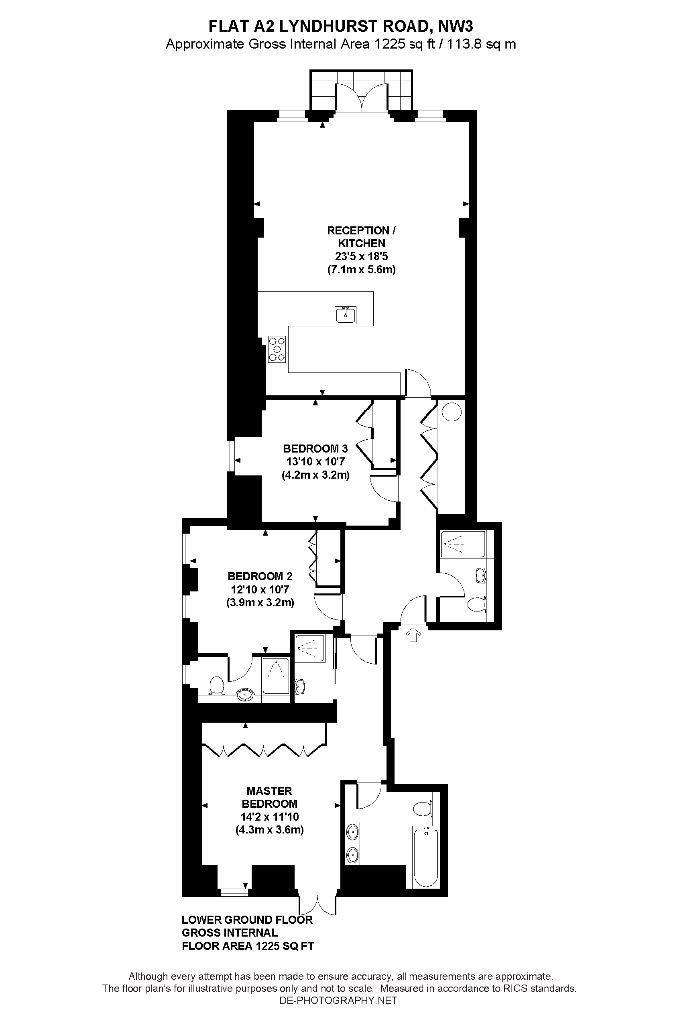 3 bedroom flat to rent - floorplan