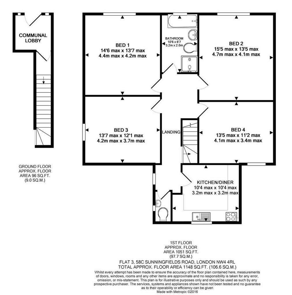 4 bedroom flat to rent - floorplan