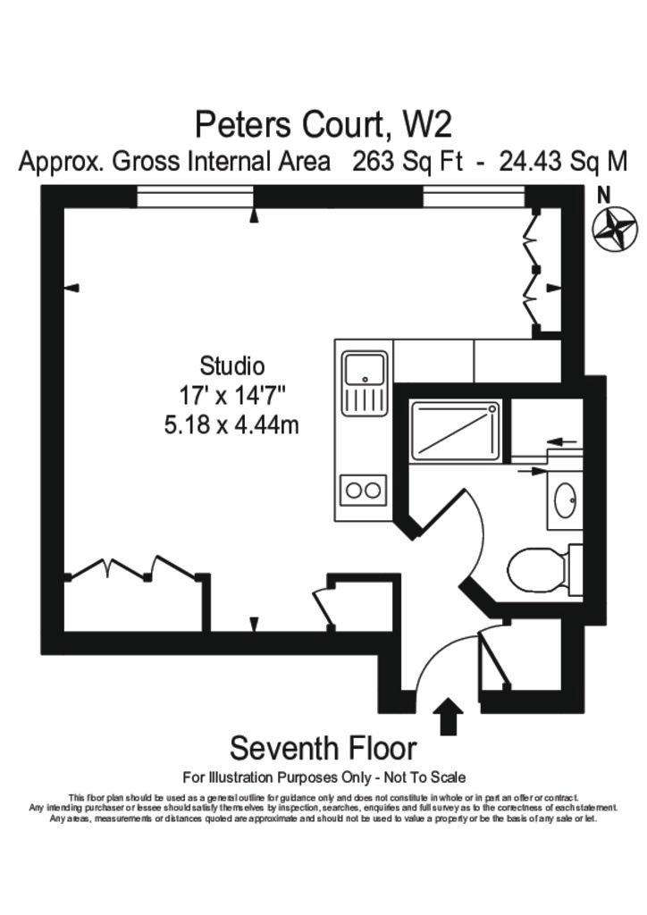 Studio flat to rent - floorplan