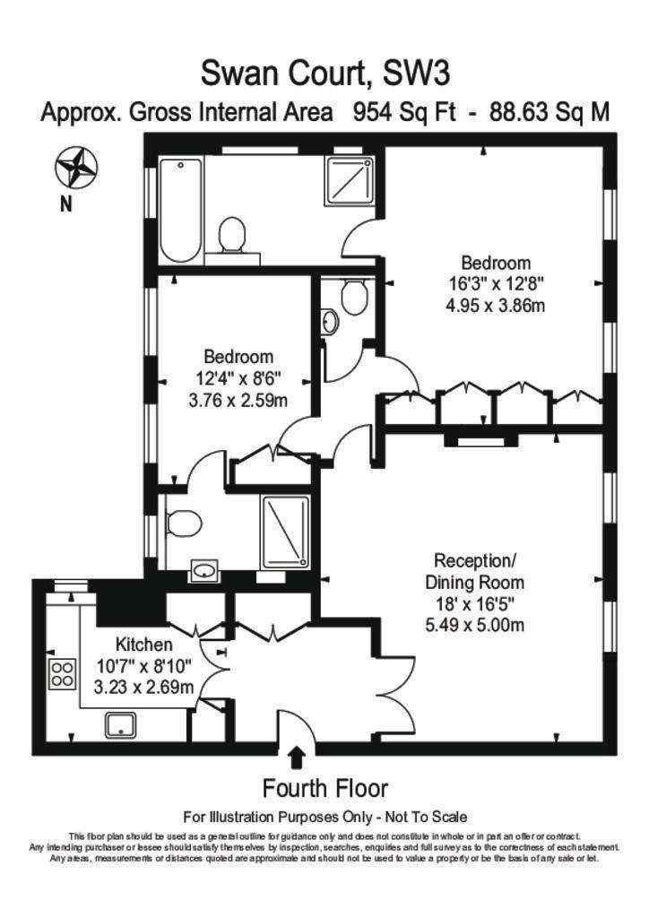 2 bedroom flat to rent - floorplan