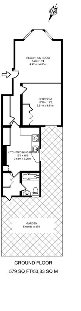 1 bedroom flat to rent - floorplan