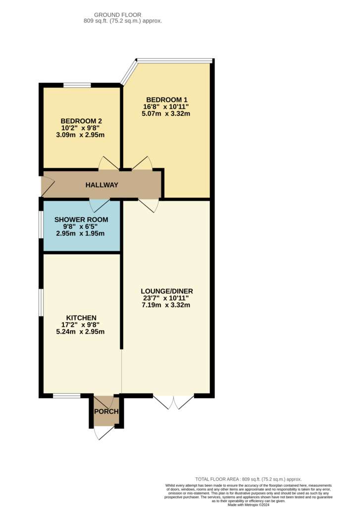 2 bedroom bungalow for sale - floorplan