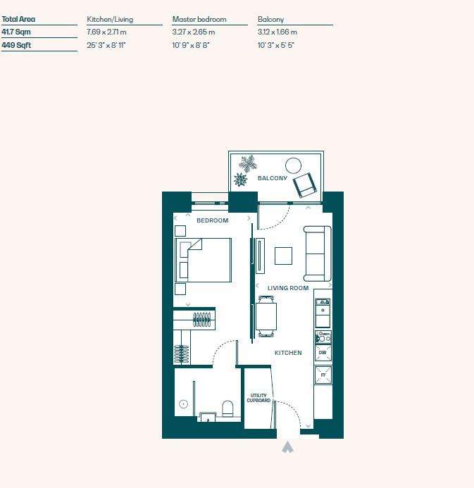 Studio flat for sale - floorplan