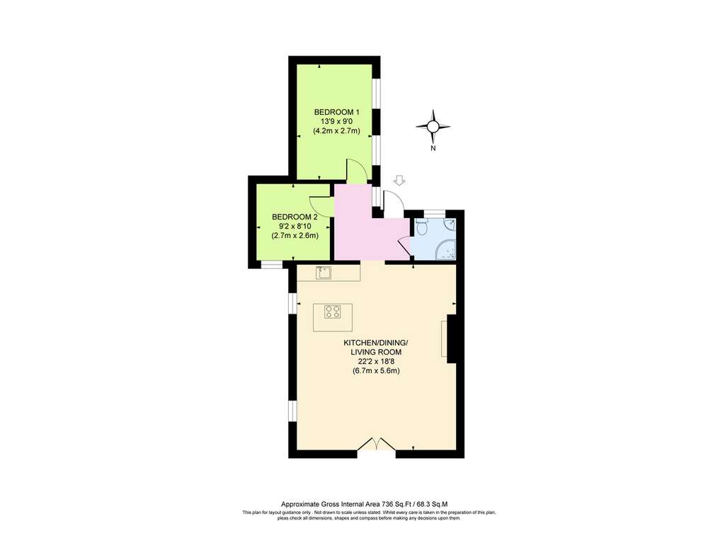 2 bedroom semi-detached bungalow for sale - floorplan