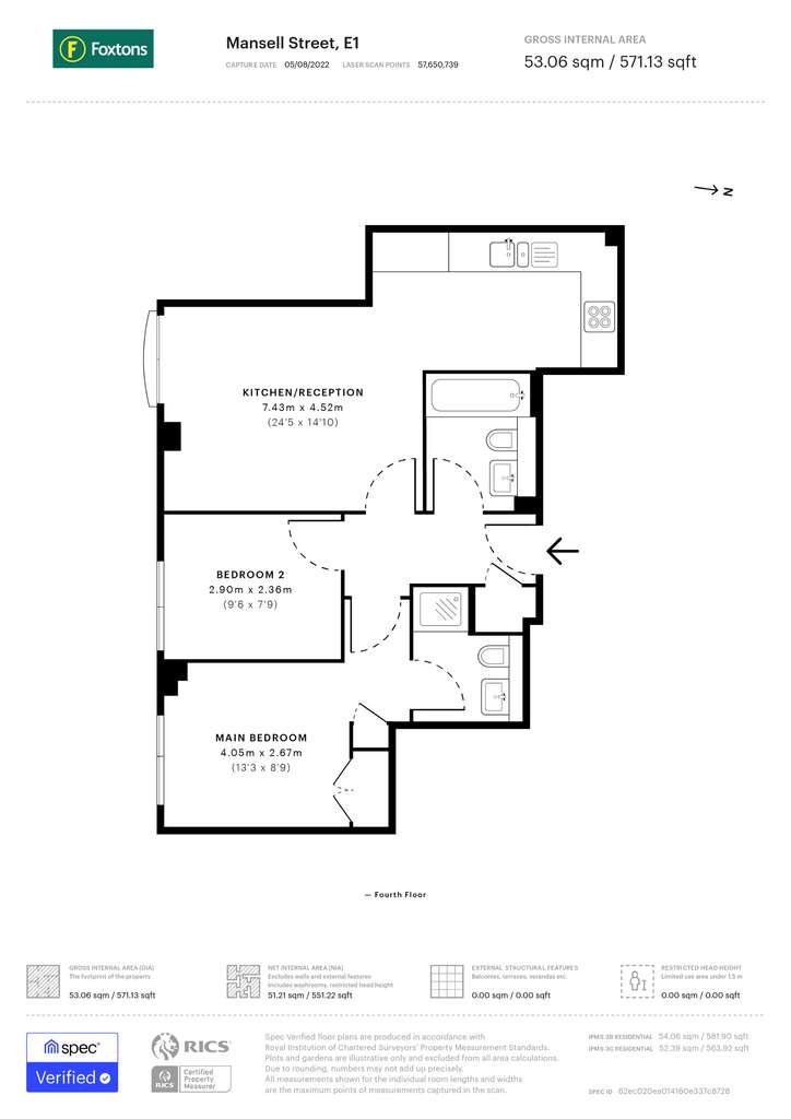 2 bedroom flat to rent - floorplan