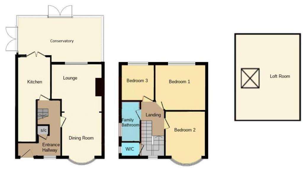 3 bedroom semi-detached house for sale - floorplan