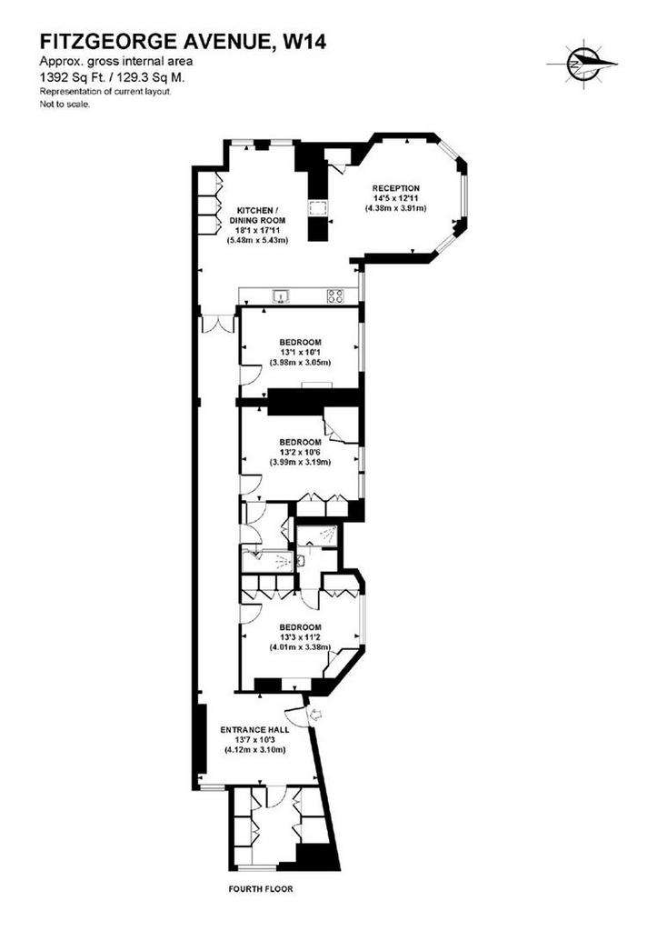 3 bedroom flat to rent - floorplan