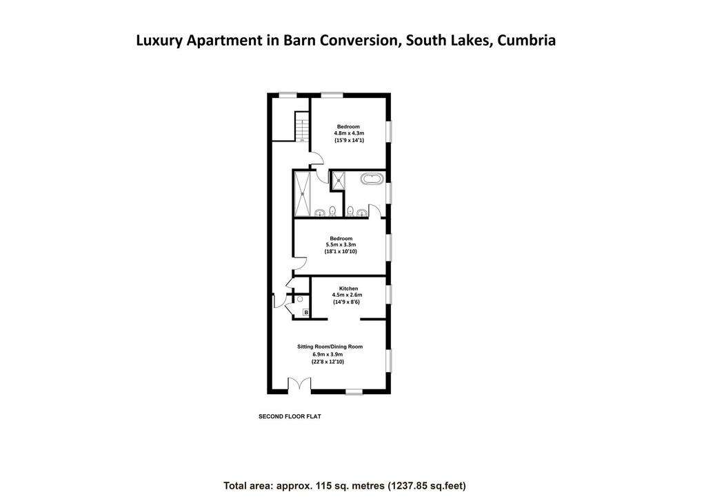 2 bedroom barn conversion for sale - floorplan