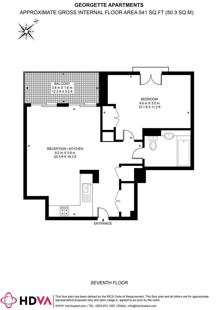 1 bedroom flat to rent - floorplan