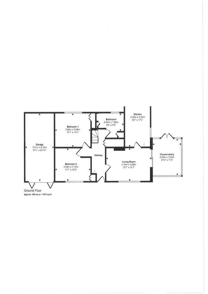 2 bedroom bungalow for sale - floorplan