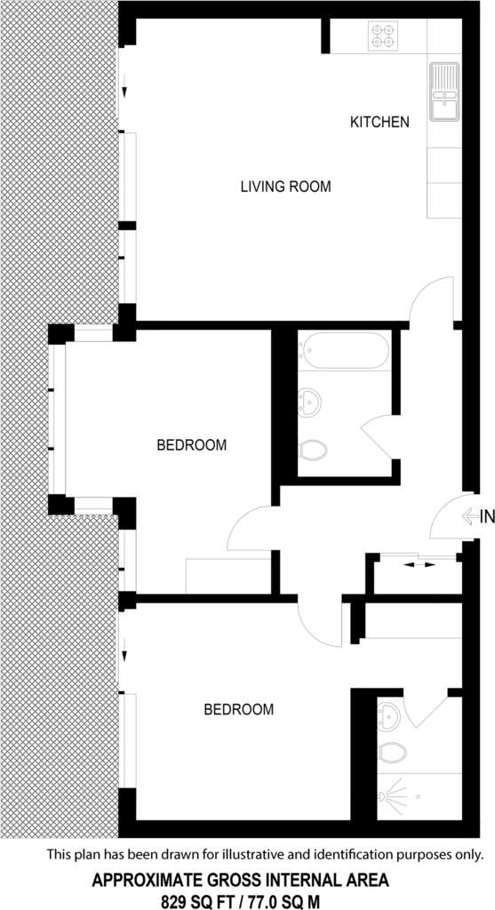 2 bedroom penthouse apartment to rent - floorplan