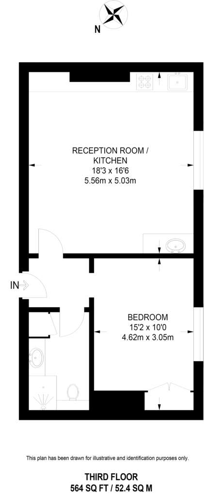 1 bedroom flat to rent - floorplan