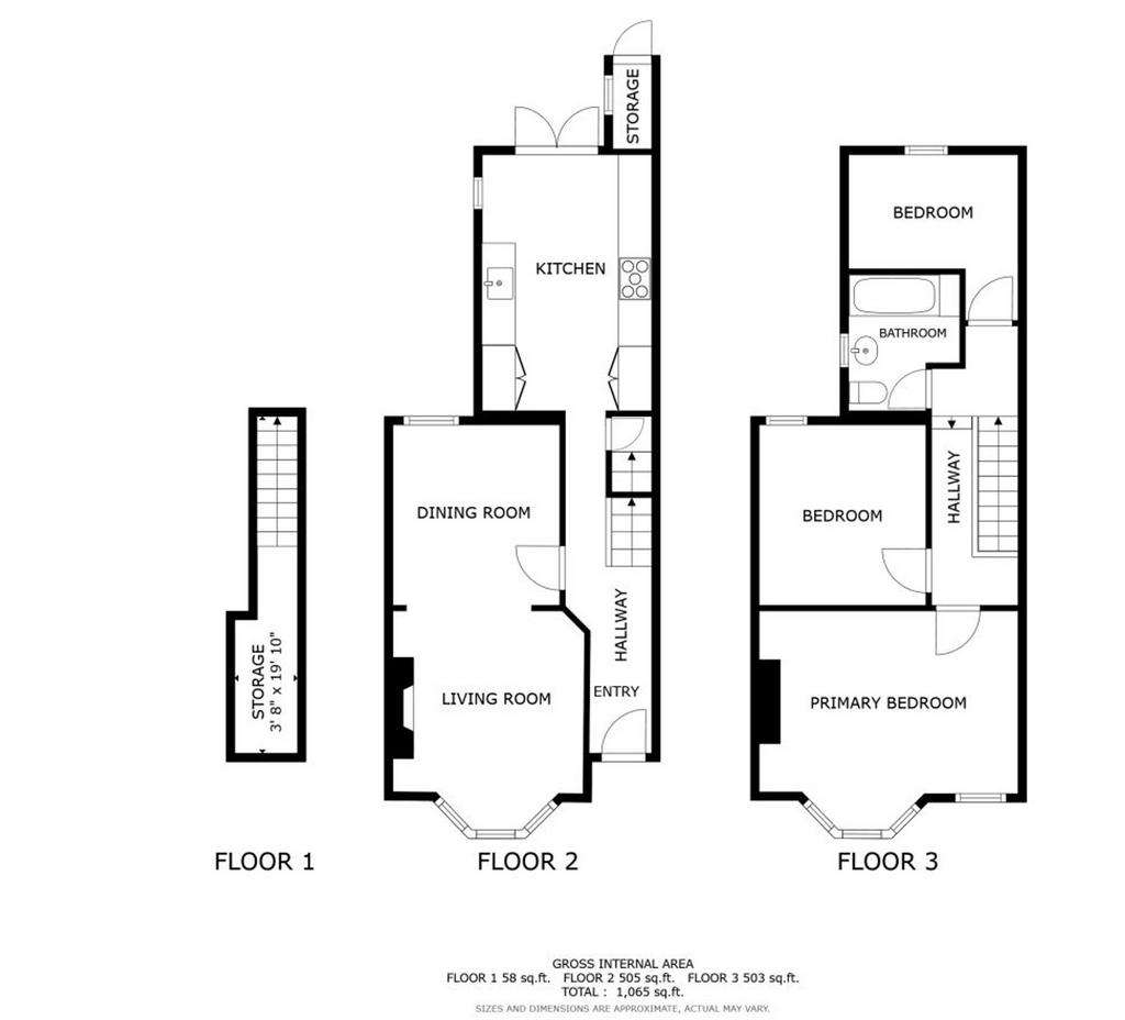 3 bedroom terraced house for sale - floorplan