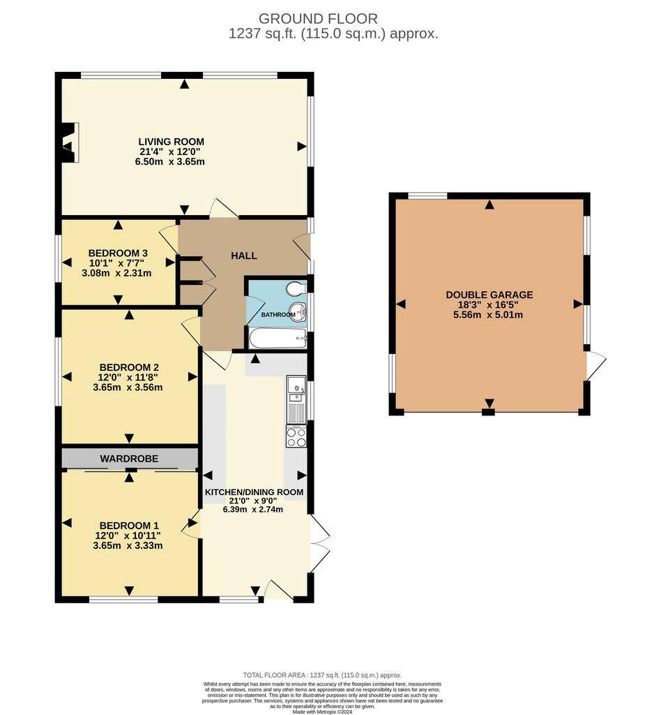 3 bedroom detached bungalow for sale - floorplan