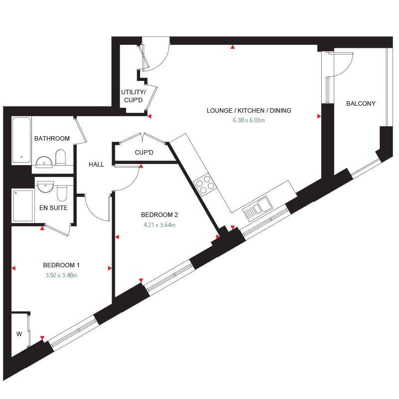 2 bedroom flat for sale - floorplan