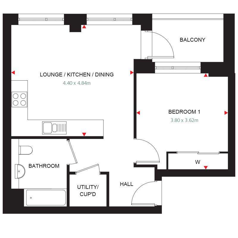 1 bedroom flat for sale - floorplan