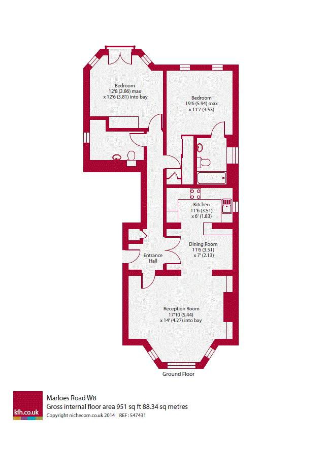 2 bedroom flat to rent - floorplan