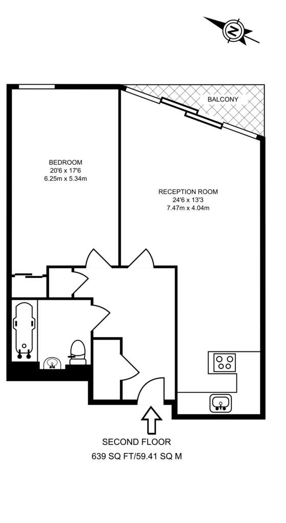 1 bedroom flat to rent - floorplan