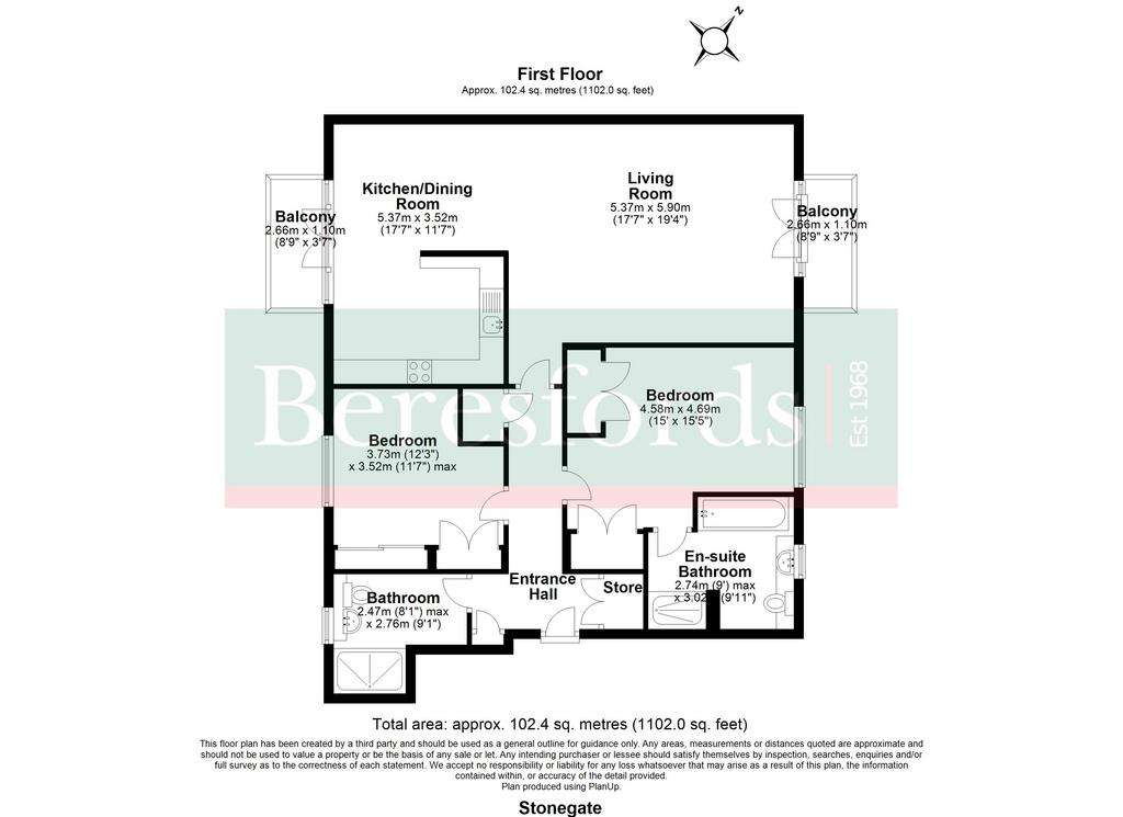 2 bedroom flat for sale - floorplan