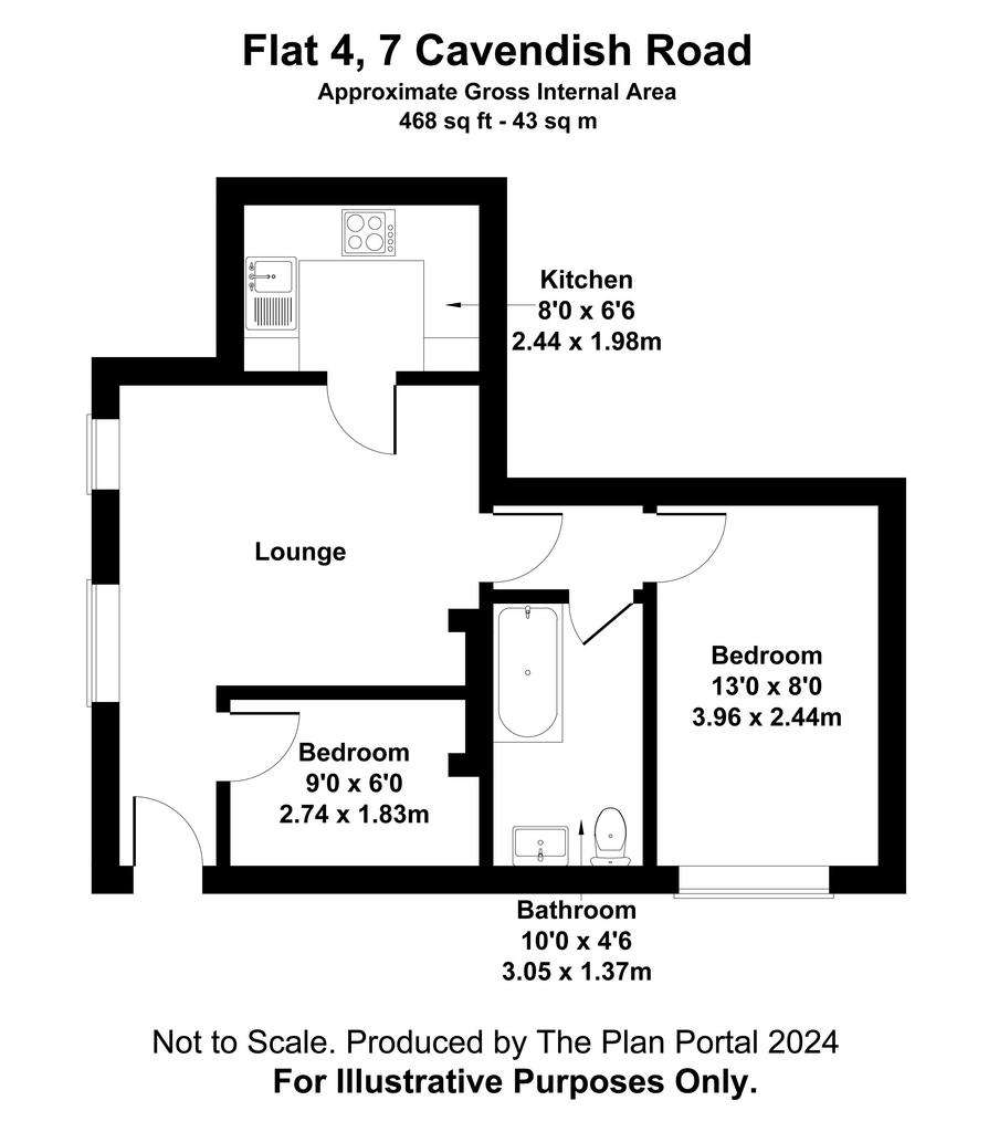 2 bedroom flat to rent - floorplan