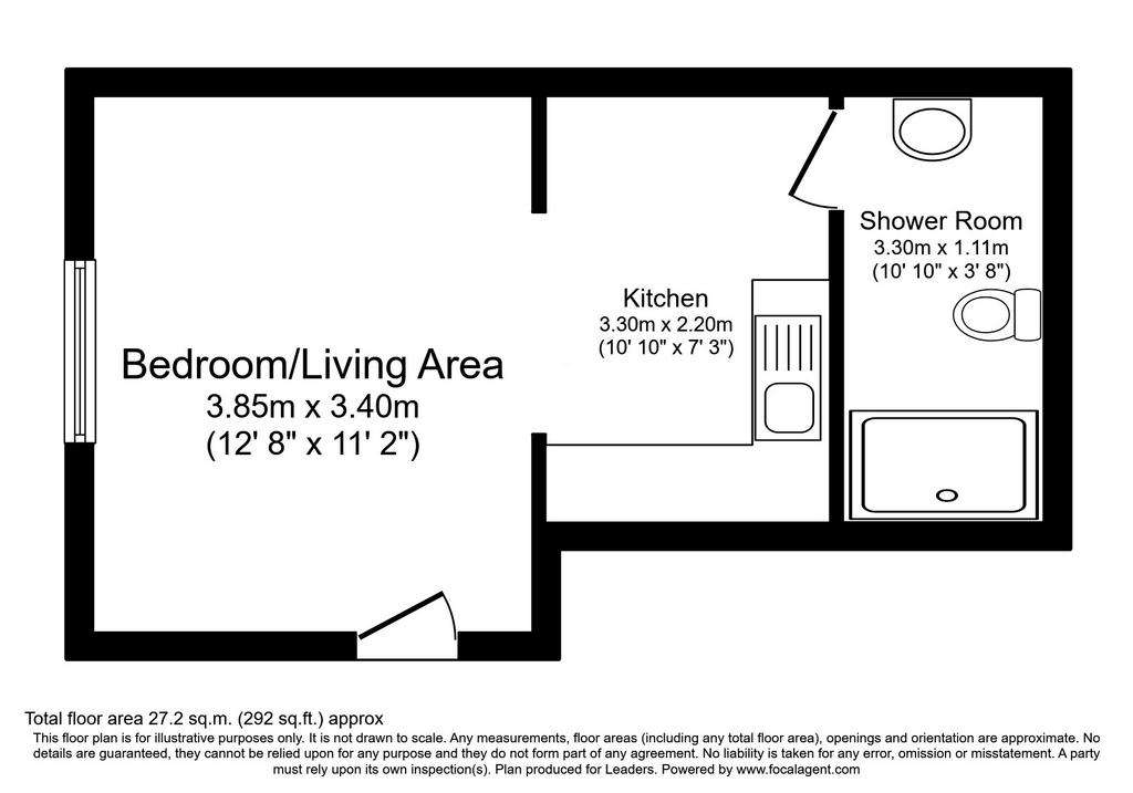 Studio flat to rent - floorplan